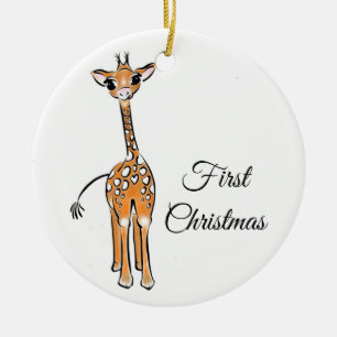 Cute Giraffe teckning, safari-djur Julgransprydnad Keramik
