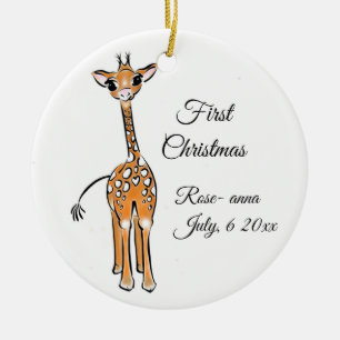 Cute Giraffe teckning, safari-djur Julgransprydnad Keramik