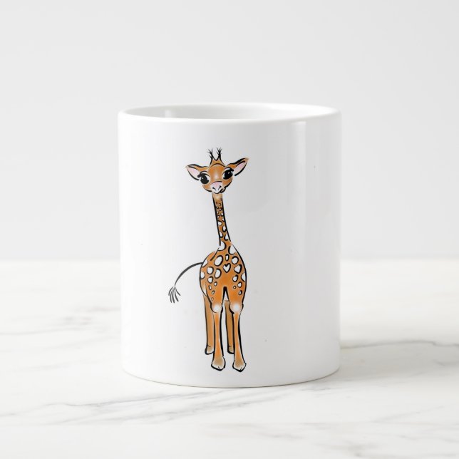 Cute Giraffe teckning, safari-djur Jumbo Mugg (Framsidan)