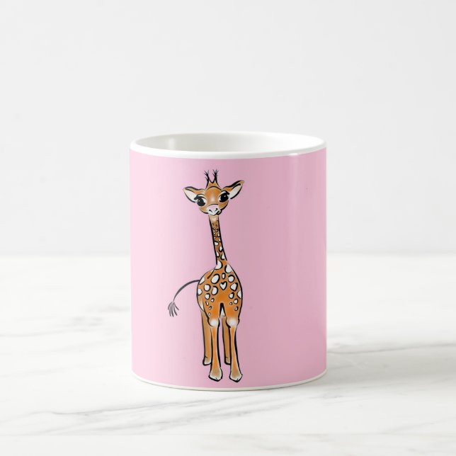 Cute giraffe teckning, safari-djur kaffemugg (Center)