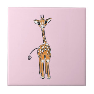 Cute Giraffe teckning, safari-djur Kakelplatta