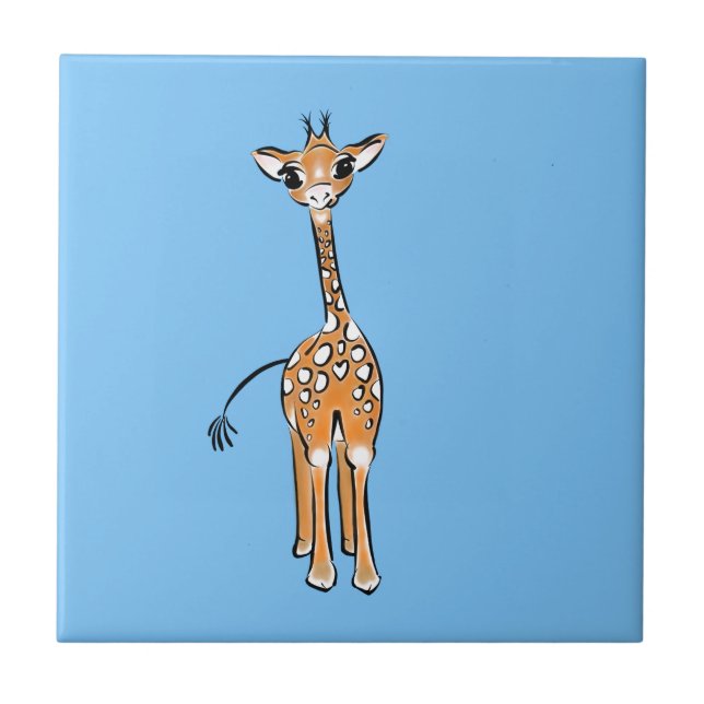 Cute Giraffe teckning, safari-djur Kakelplatta (Framsidan)