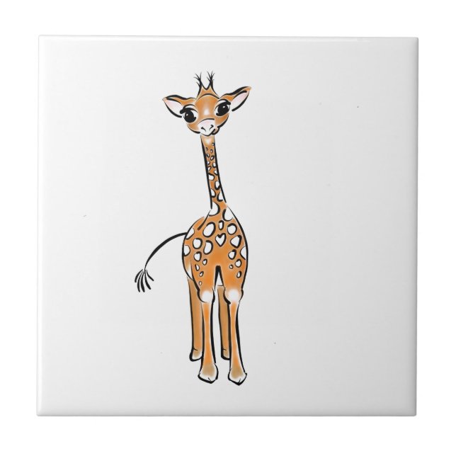 Cute Giraffe teckning, safari-djur Kakelplatta (Framsidan)