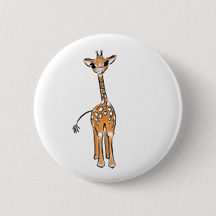Cute Giraffe teckning, safari-djur Knapp