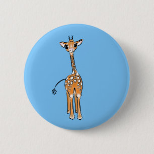 Cute Giraffe teckning, safari-djur Knapp