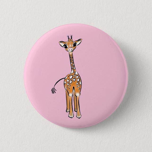 Cute Giraffe teckning, safari-djur Knapp (Framsida)