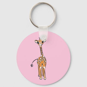 Cute giraffe teckning, safari-djur nyckelring
