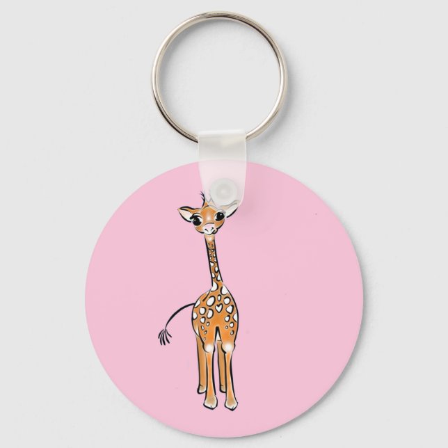 Cute giraffe teckning, safari-djur nyckelring (Framsida)