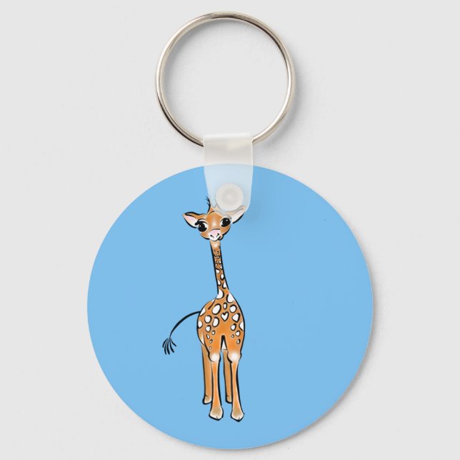 Cute Giraffe teckning, safari-djur Nyckelring (Framsida)