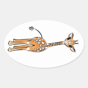 Cute Giraffe teckning, safari-djur Ovalt Klistermärke