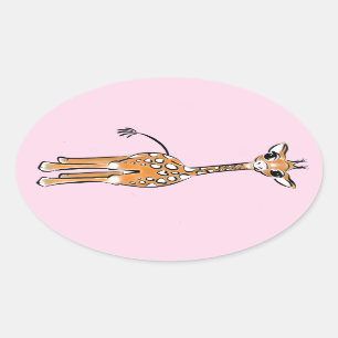 Cute Giraffe teckning, safari-djur Ovalt Klistermärke