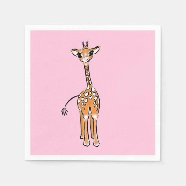 Cute Giraffe teckning, safari-djur Pappersservett (Framsidan)