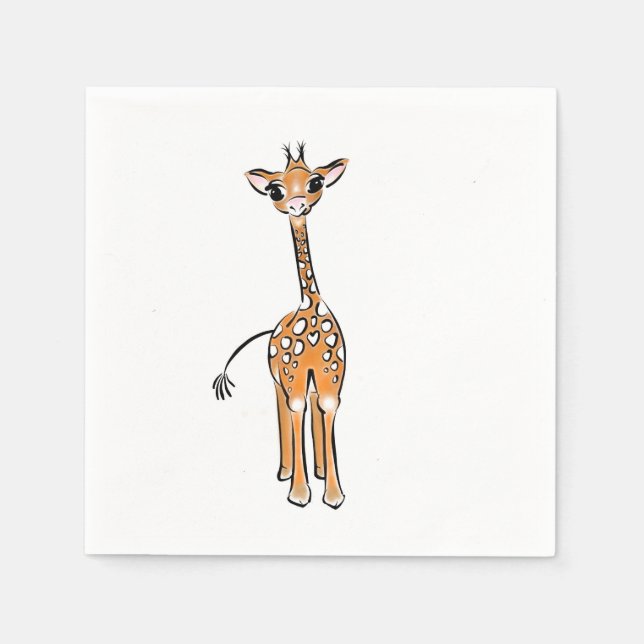 Cute Giraffe teckning, safari-djur Pappersservett (Framsidan)