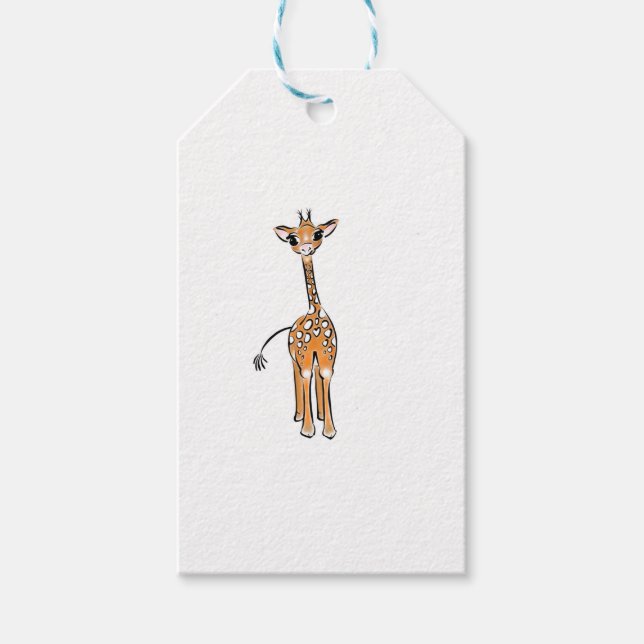 Cute Giraffe teckning, safari-djur Presentetikett (Framsidan)