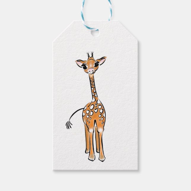 Cute Giraffe teckning, safari-djur Presentetikett (Framsidan)