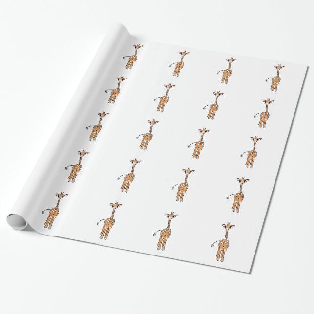 Cute Giraffe teckning, safari-djur Presentpapper (Utrullad)