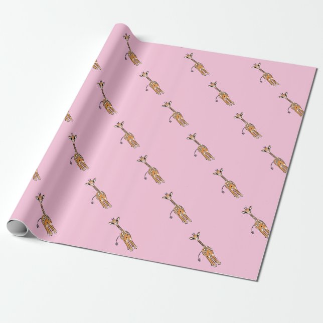 Cute Giraffe teckning, safari-djur Presentpapper (Utrullad)