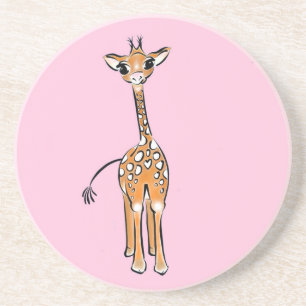 Cute giraffe teckning, safari-djur underlägg sandsten