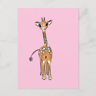 Cute Giraffe teckning, safari-djur Vykort
