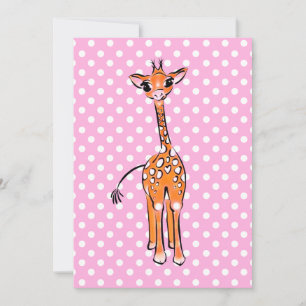 Cute giraffe teckning, safaridjur, polka dots inbjudningar
