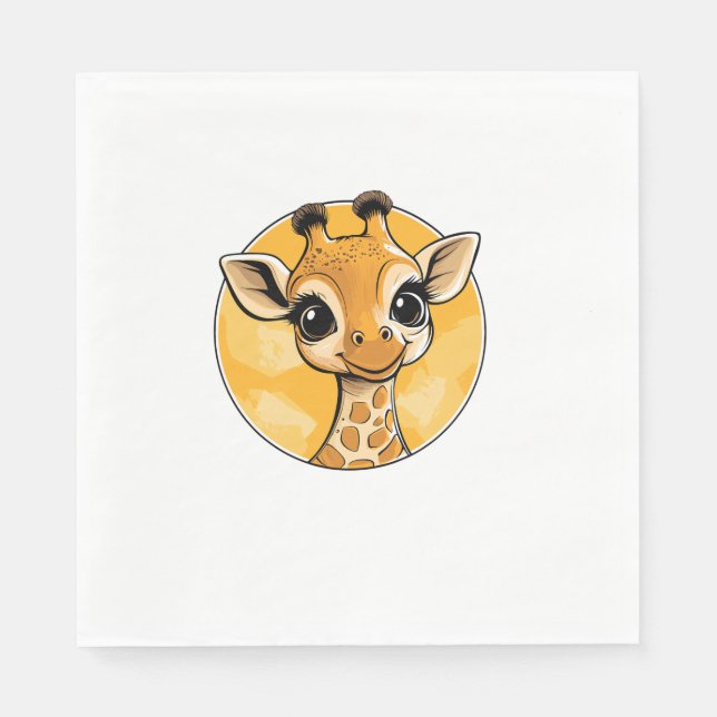 Cute Giraffe Teckning Tecknad Stil Pappersservett (Framsidan)