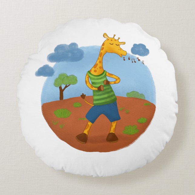 Cute Giraffe Throw Pillow Rund Kudde (Framsidan)