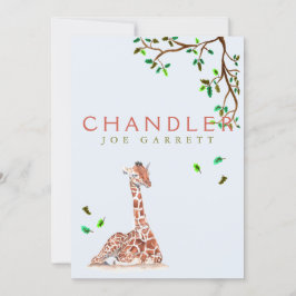 Cute giraffe träd pastel-foto pojke meddelande