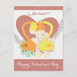 Cute Giraffe Valentindagen Vykort