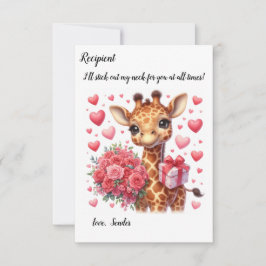 Cute giraffe Valentine Day Card Anteckningskort