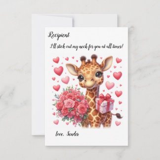 Cute giraffe Valentine Day Card Anteckningskort