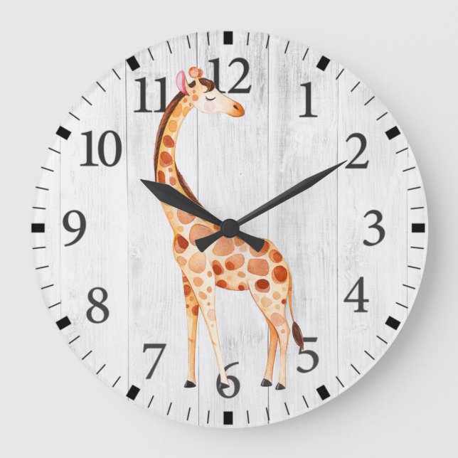 Cute Giraffe Wall Clock Stor Klocka (Framsida)
