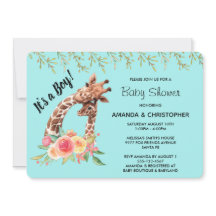 Cute Giraffe Watercolor Det är en pojke! Baby Show