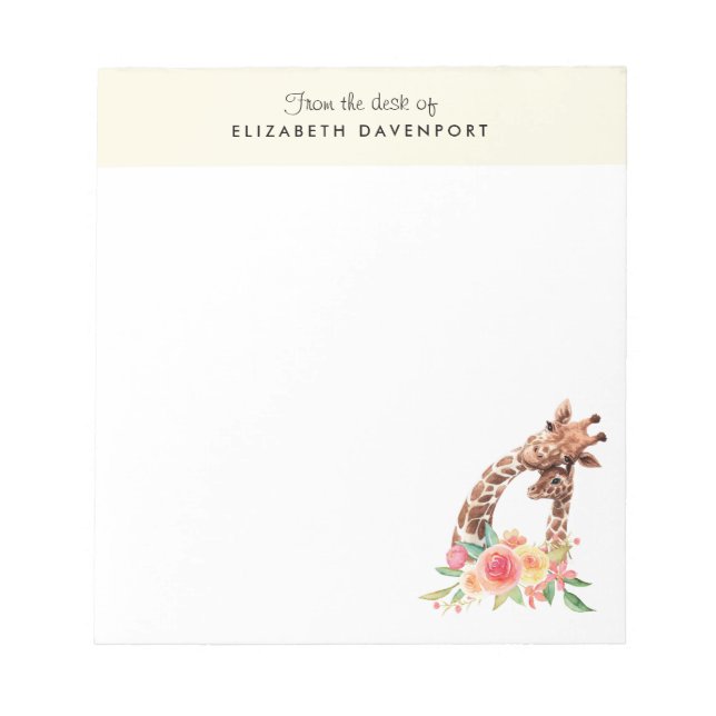 Cute Giraffe Watercolor Mamma & Baby Anteckningsblock (Framsida)