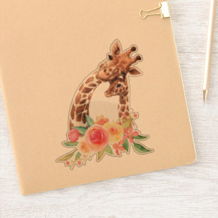 Cute Giraffe Watercolor Mamma & Baby Klistermärken