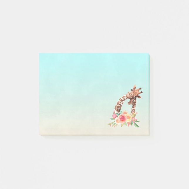 Cute Giraffe Watercolor Mamma & Baby Post-it Block (Framsida)