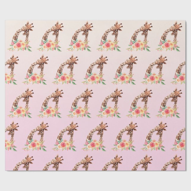 Cute Giraffe Watercolor Mamma & Baby Presentpapper (Platt)