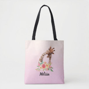 Cute Giraffe Watercolor Mamma & Baby Tygkasse