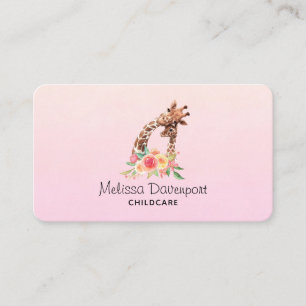 Cute Giraffe Watercolor Mamma & Baby Visitkort