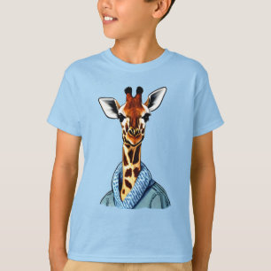 Cute Giraffe Wear a Denim Jacka Barn Tee
