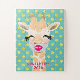 Cute Giraffe Wearing maskes with Läppar Covid-19 Pussel