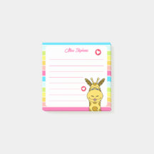 Cute Giraffe with Hearts Rainbow Teacher Namn