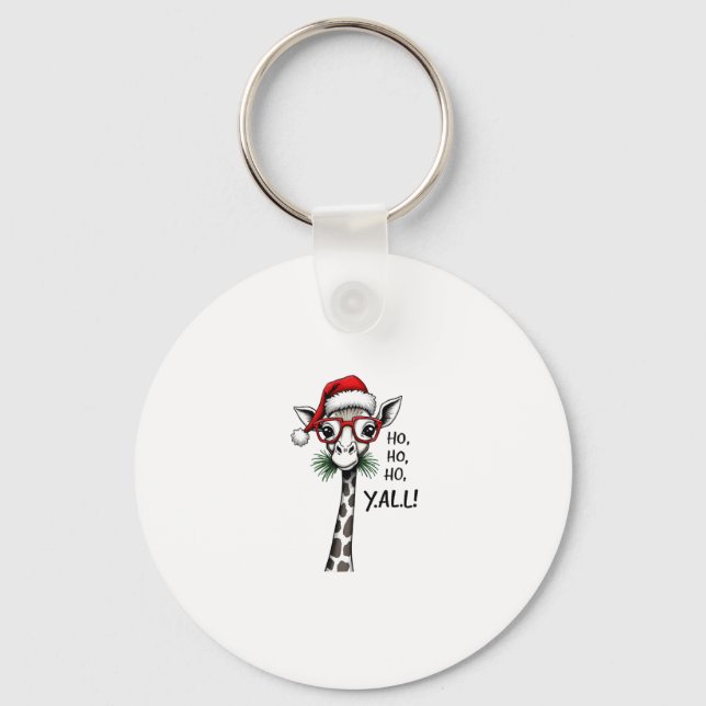 Cute Giraffe With Santa Hat Merry Xmas Giraffe Lov Nyckelring (Framsida)