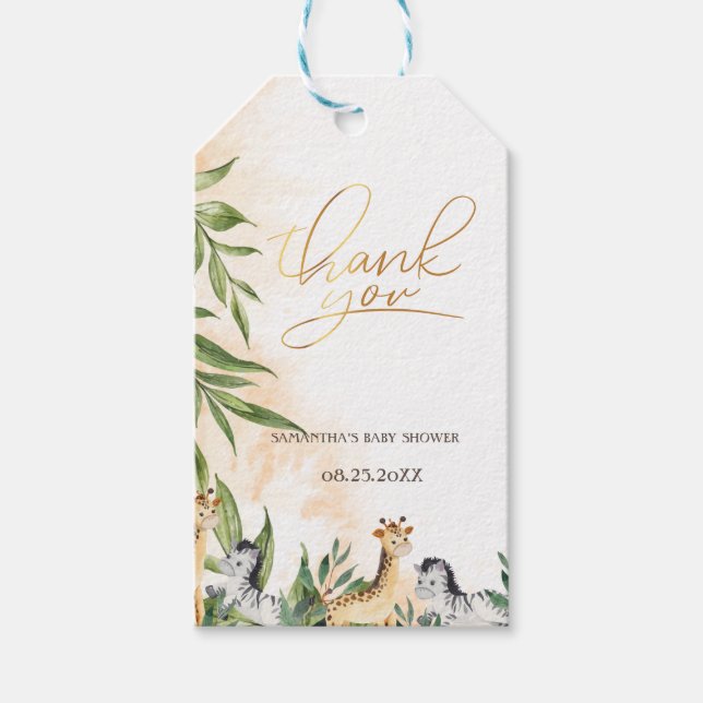 Cute Giraffe,Zebra Löv Baby Shower Presentetikett (Framsidan)