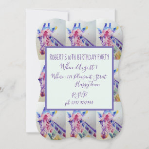 Cute Giraffe Zoo Animal Childs Birthday Call Inbjudningar