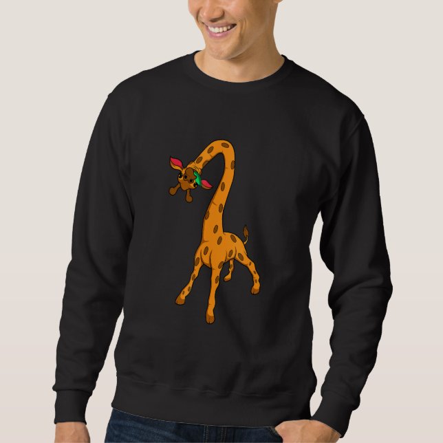 Cute Giraffe Zookeeper Lång Ärmad Tröja (Framsida)
