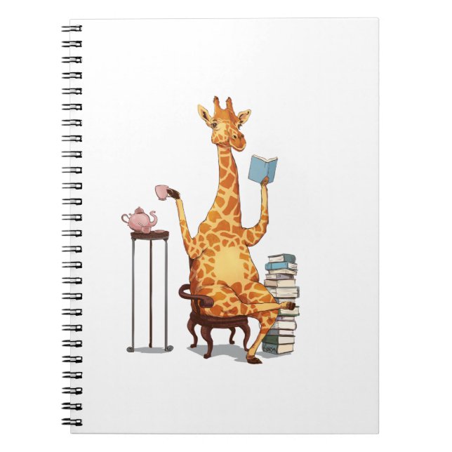 Cute Giraffes, Bokar och Tea Gift Anteckningsbok (Framsidan)