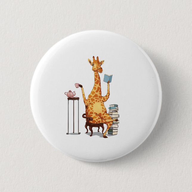 Cute Giraffes, Bokar och Tea Gift Knapp (Framsida)