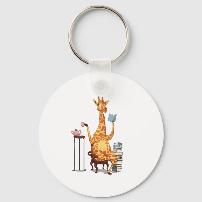 Cute Giraffes, Bokar och Tea Gift Nyckelring (Framsida)