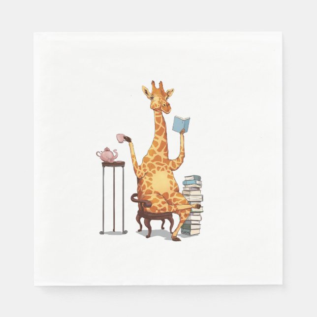 Cute Giraffes, Bokar och Tea Gift Pappersservett (Framsidan)