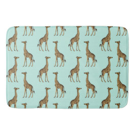 Cute Giraffes Guld och Mint Badrumsmatta